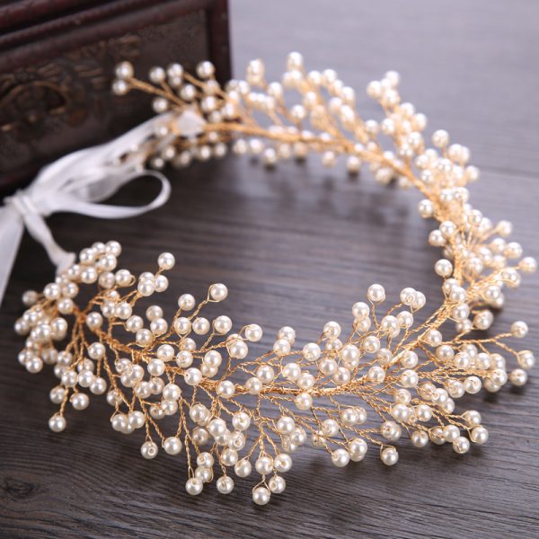 Wedding Bride Pearl White Rose Flower Silver Headband Hairband for Prom Country Wedding Vintage Hair Accessories Girls Prom Ladies Garden Evening - Image 4