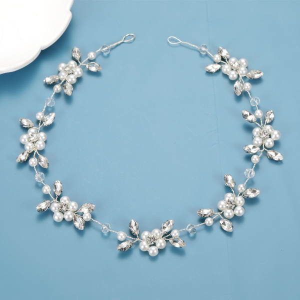Flower Girls Tiara Silver Wedding Pearl Rhinestone Headband Princess Hair Accessories for Birthday, Party,  Communion, Wedding - Image 2