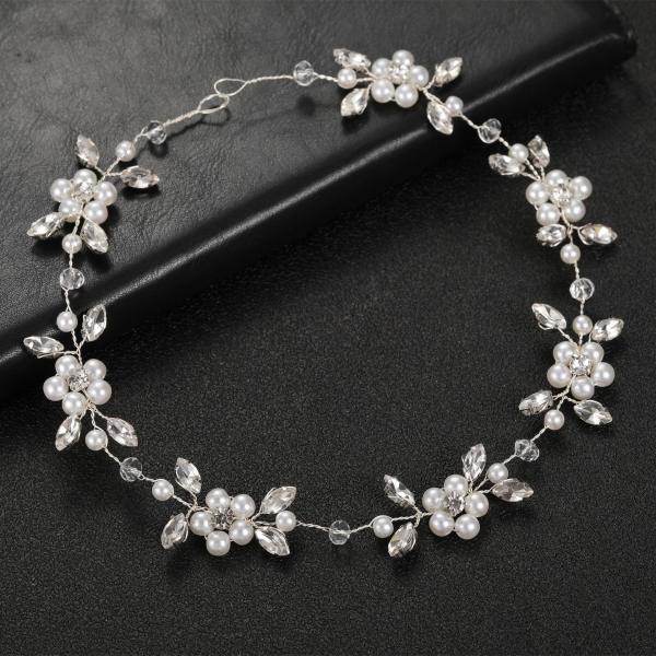Flower Girls Tiara Silver Wedding Pearl Rhinestone Headband Princess Hair Accessories for Birthday, Party,  Communion, Wedding - Image 8