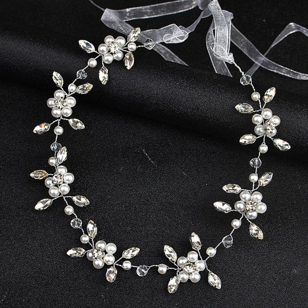 Flower Girls Tiara Silver Wedding Pearl Rhinestone Headband Princess Hair Accessories for Birthday, Party,  Communion, Wedding