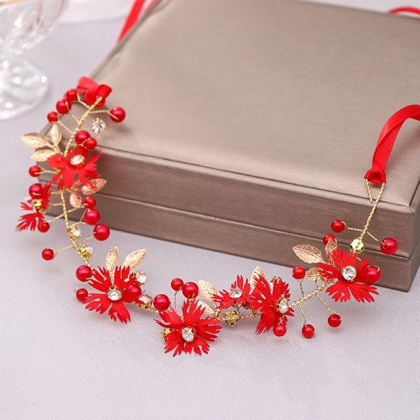 Wedding Hair Accessories Girls Wreath Headpiece Floral Pearl Hair Dress Crown Hair Flower Vine Headband for Flower Girl Bride Wedding Hairband - Image 5