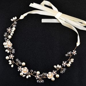 Wedding Hair Accessories, Flower Girl Tiara, Princess Headband Pearls for Girls, Bride and Women