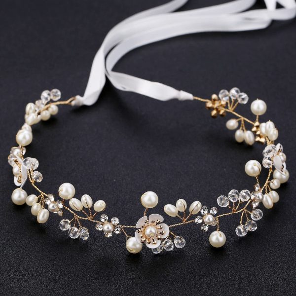 Wedding Hair Accessories, Flower Girl Tiara, Princess Headband Pearls for Girls, Bride and Women - Image 5