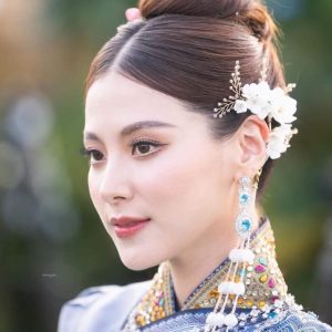 Hypoallergenic Ear Cuffs Earrings for Women Non Piercing Trendy Champagne Gold Bead Jewelry for Weddings and Special Occasions