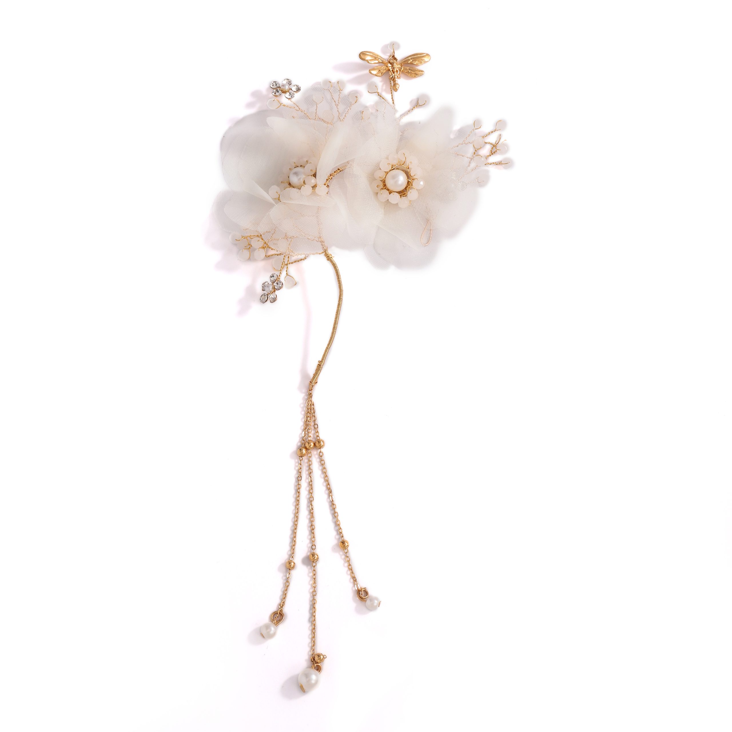 White Flower Pearl Elf Ear Cuff - Image 6