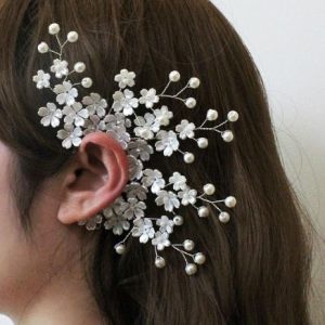 Hypoallergenic Ear Cuffs Earrings for Women Non Piercing Trendy Champagne Gold Bead Jewelry for Weddings and Special Occasions