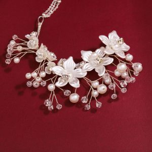 Fairy Earrings Ear Cuff Earrings for Women White Flower Pearl Ear Clips Earrings