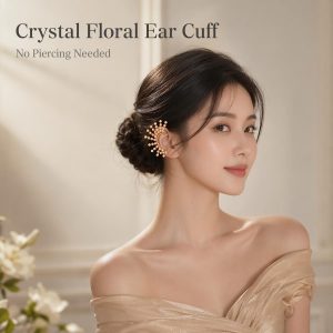 Floral Vine Jade Gold-Toned Ear Cuff - handcrafted ear cuff by ASBADI