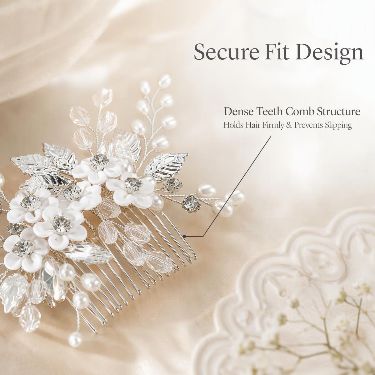 sapphire crystal bridal hair comb - handcrafted hair accessory by ASBADI