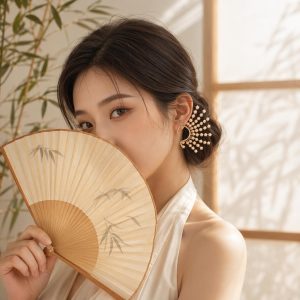 Floral Vine Jade Gold-Toned Ear Cuff - handcrafted ear cuff by ASBADI