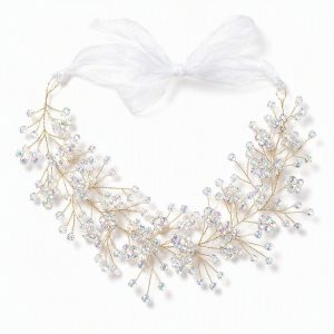 iridescent rhinestone bridal headband - handcrafted headband by ASBADI