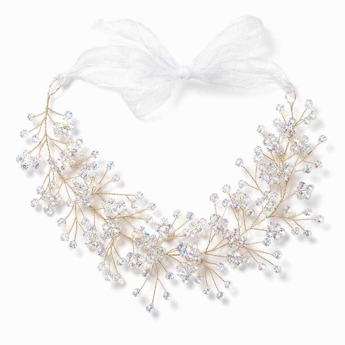 iridescent rhinestone bridal headband - handcrafted headband by ASBADI
