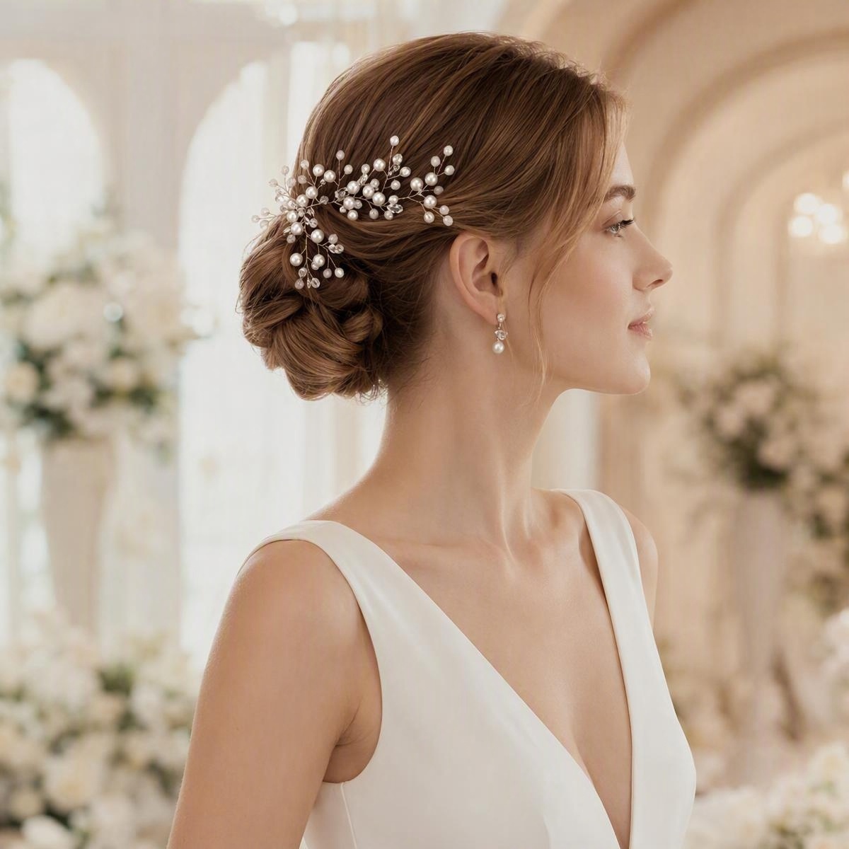 iridescent rhinestone bridal headband - handcrafted headband by ASBADI