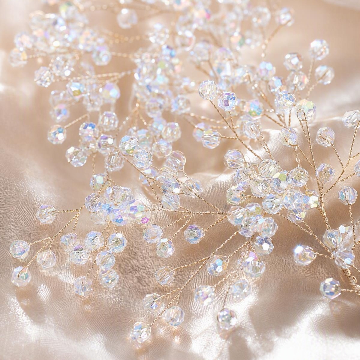 iridescent rhinestone bridal headband - handcrafted headband by ASBADI