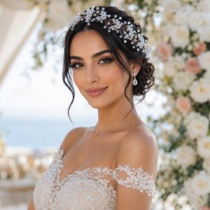 iridescent rhinestone bridal headband - handcrafted headband by ASBADI