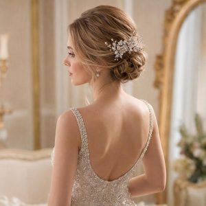 sapphire crystal bridal hair comb - handcrafted hair accessory by ASBADI