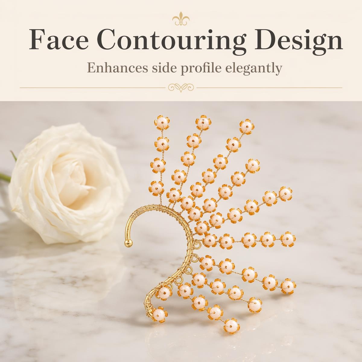 vintage gold bridal ear cuff - handcrafted bridal accessory by ASBADI - photo 4