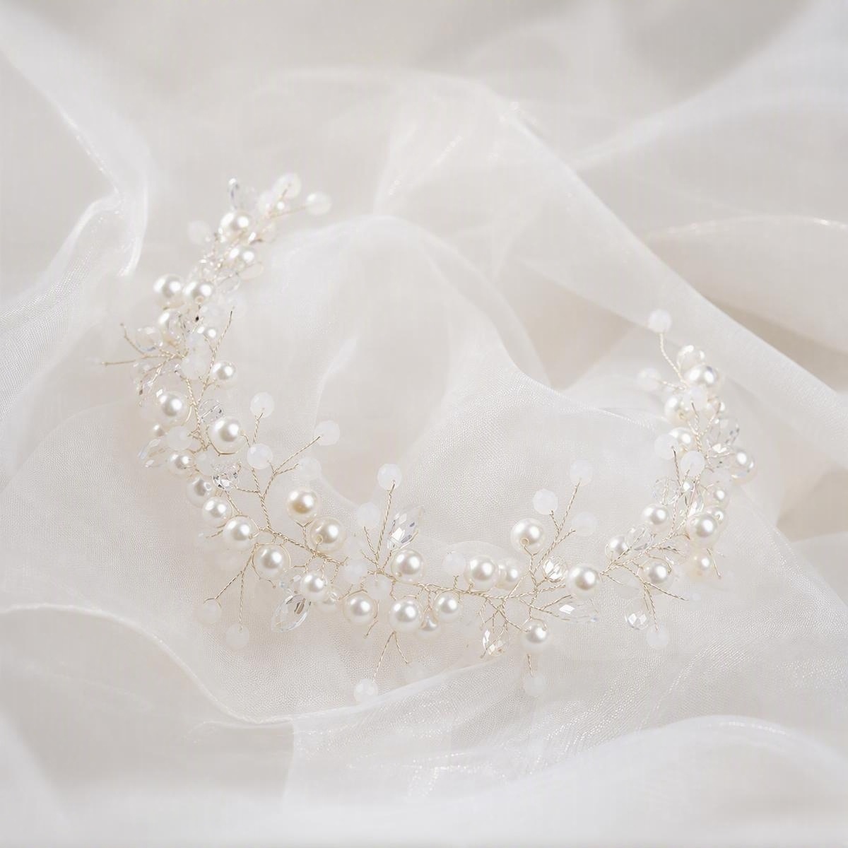 iridescent rhinestone bridal headband - handcrafted headband by ASBADI
