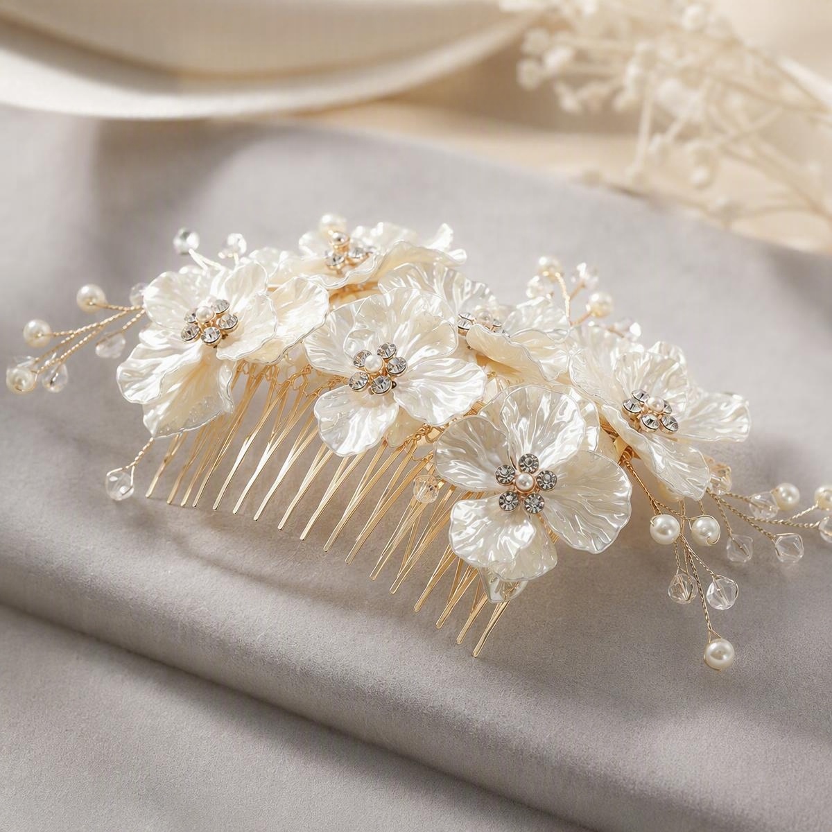 sapphire crystal bridal hair comb - handcrafted hair accessory by ASBADI