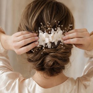sapphire crystal bridal hair comb - handcrafted hair accessory by ASBADI