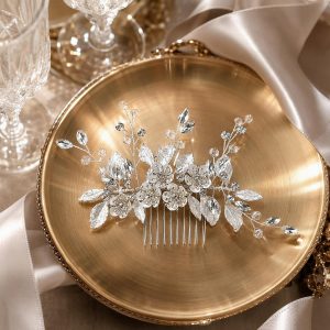 sapphire crystal bridal hair comb - handcrafted hair accessory by ASBADI
