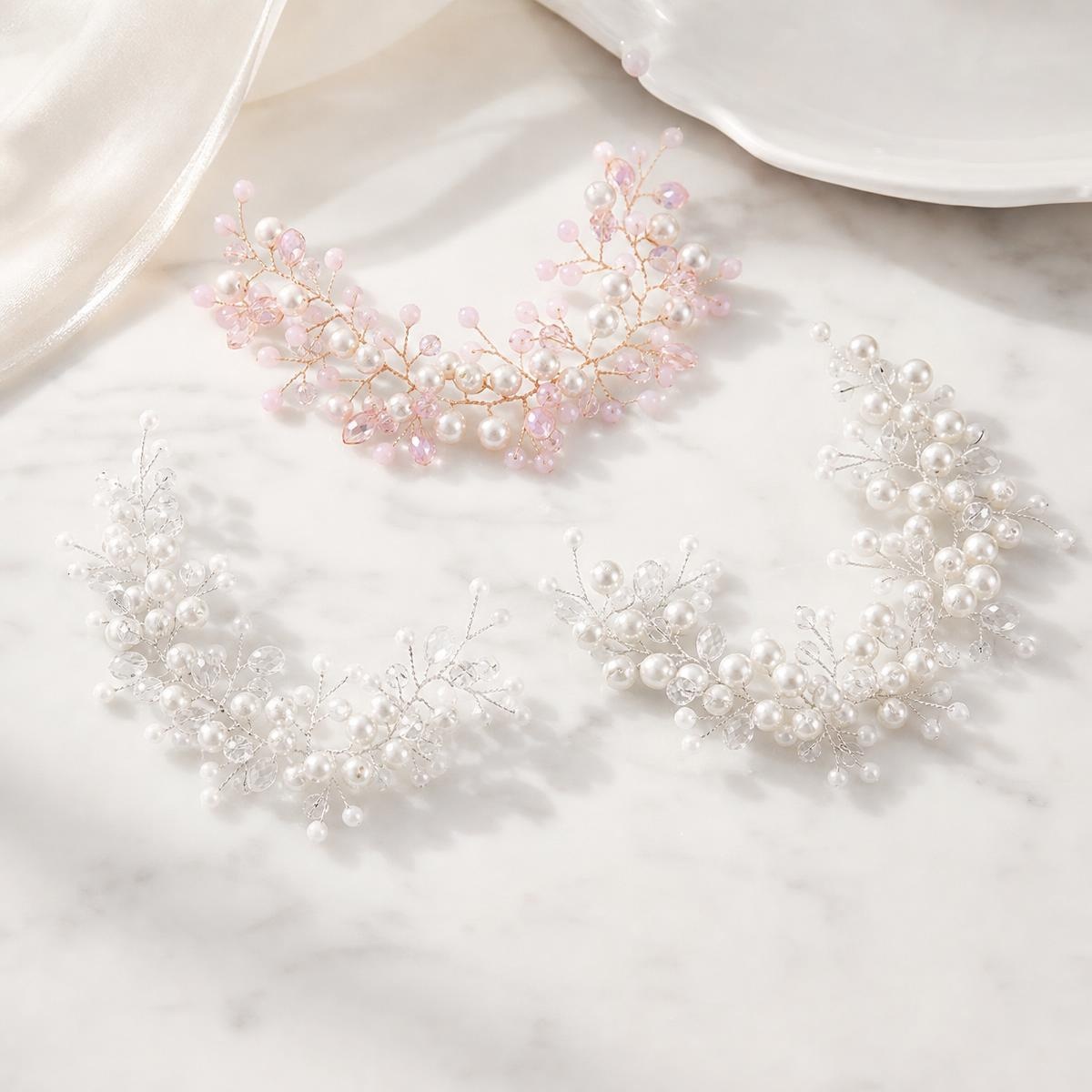 iridescent rhinestone bridal headband - handcrafted headband by ASBADI