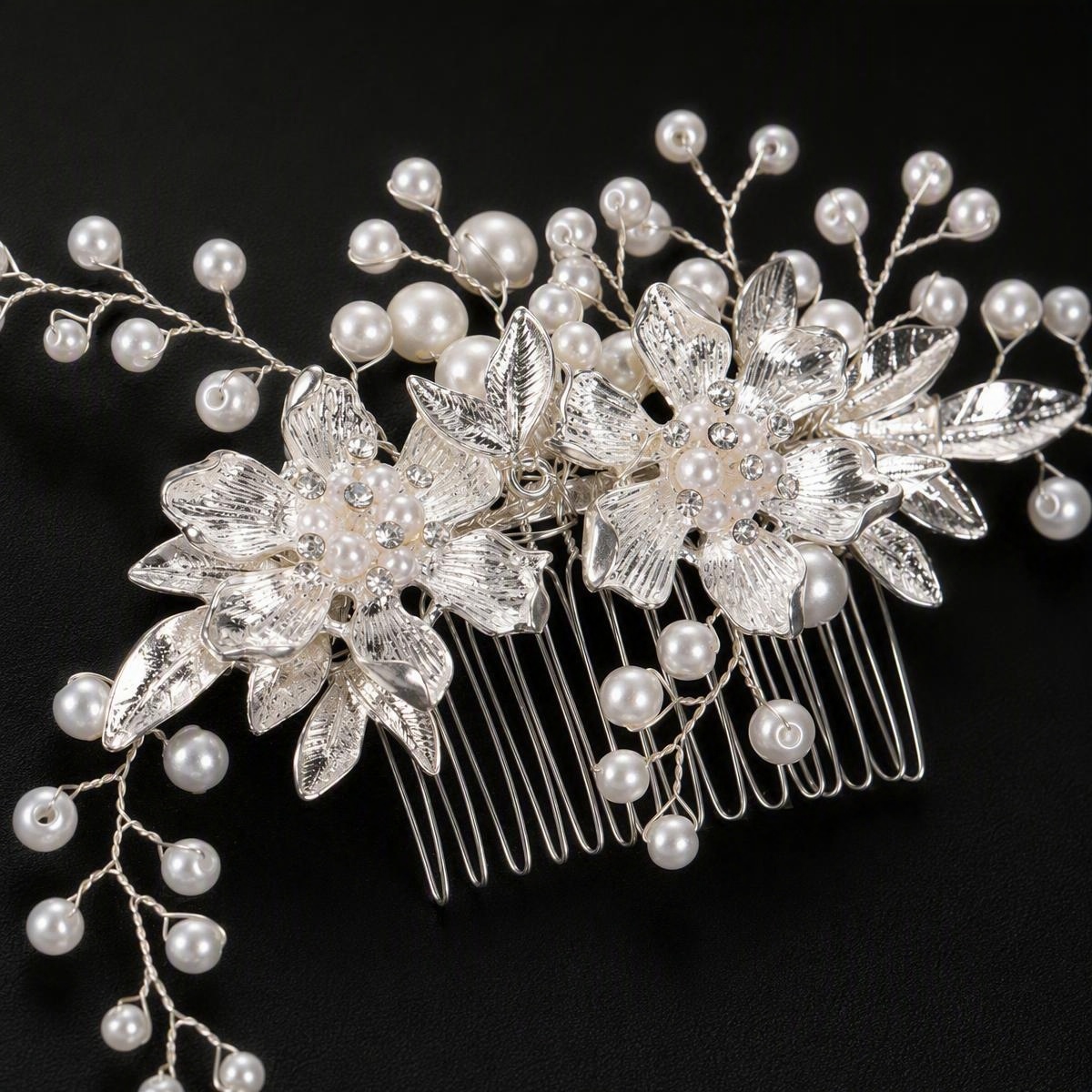 sapphire crystal bridal hair comb - handcrafted hair accessory by ASBADI