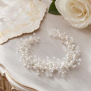 iridescent rhinestone bridal headband - handcrafted headband by ASBADI