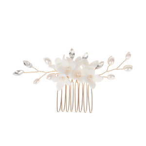 floral bridal hair comb crystals - ASBADI