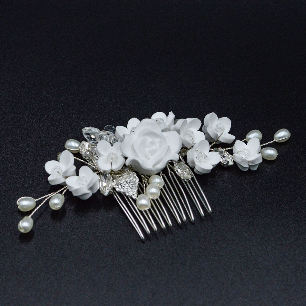floral bridal headpiece - handcrafted bridal accessory by ASBADI