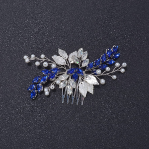royal blue crystal bridal hair comb - handcrafted hair comb by ASBADI - photo 1