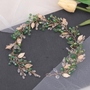 floral bridal headpiece crystals - handcrafted headband by ASBADI