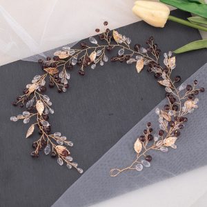 floral bridal headpiece crystals - handcrafted headband by ASBADI