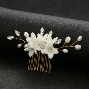 floral bridal hair comb crystals - ASBADI