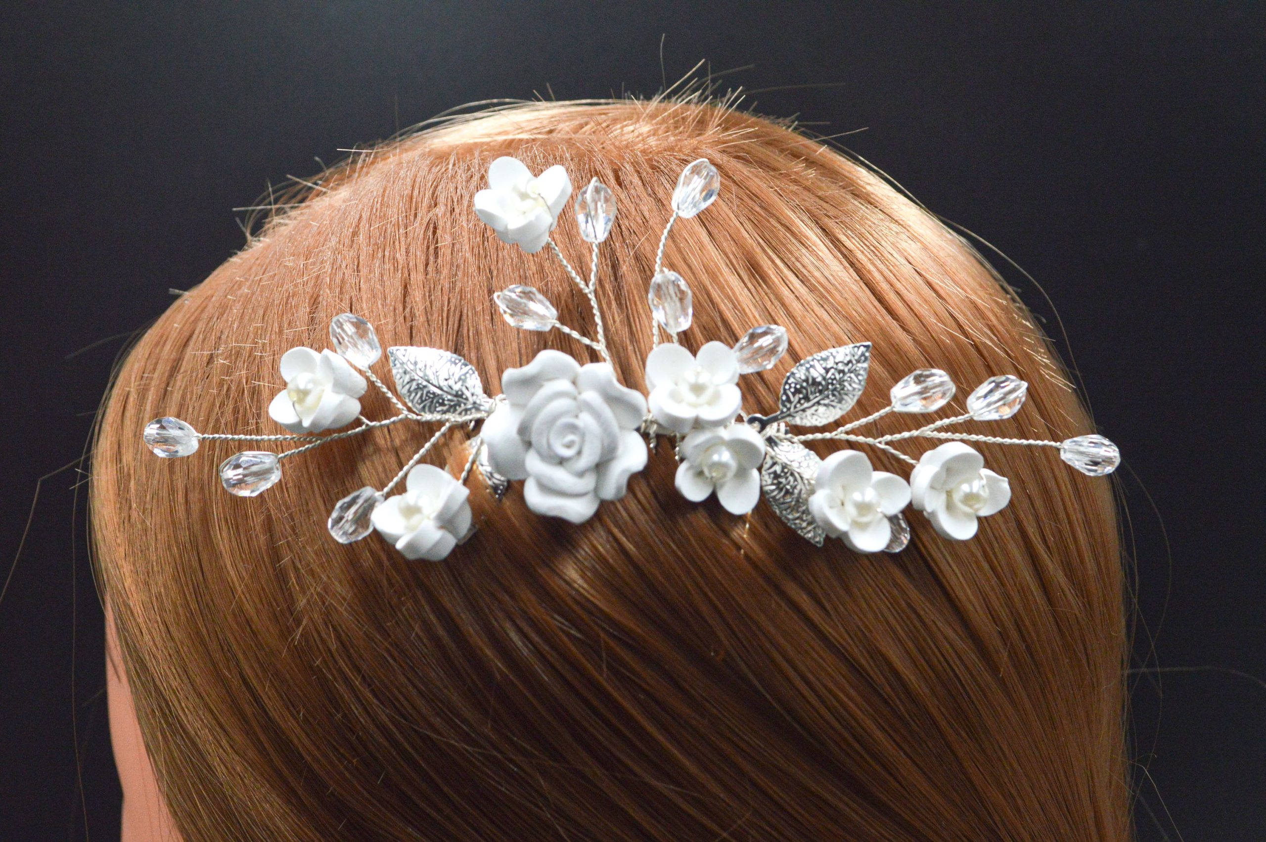 floral bridal headpiece - handcrafted bridal accessory by ASBADI