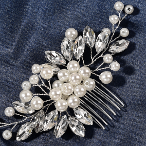 emerald floral bridal hair comb - handcrafted hair comb by ASBADI - photo 5