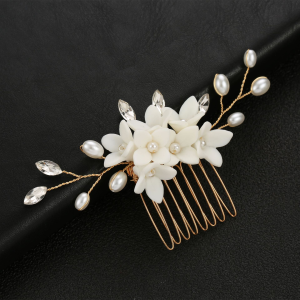floral bridal hair comb crystals - ASBADI