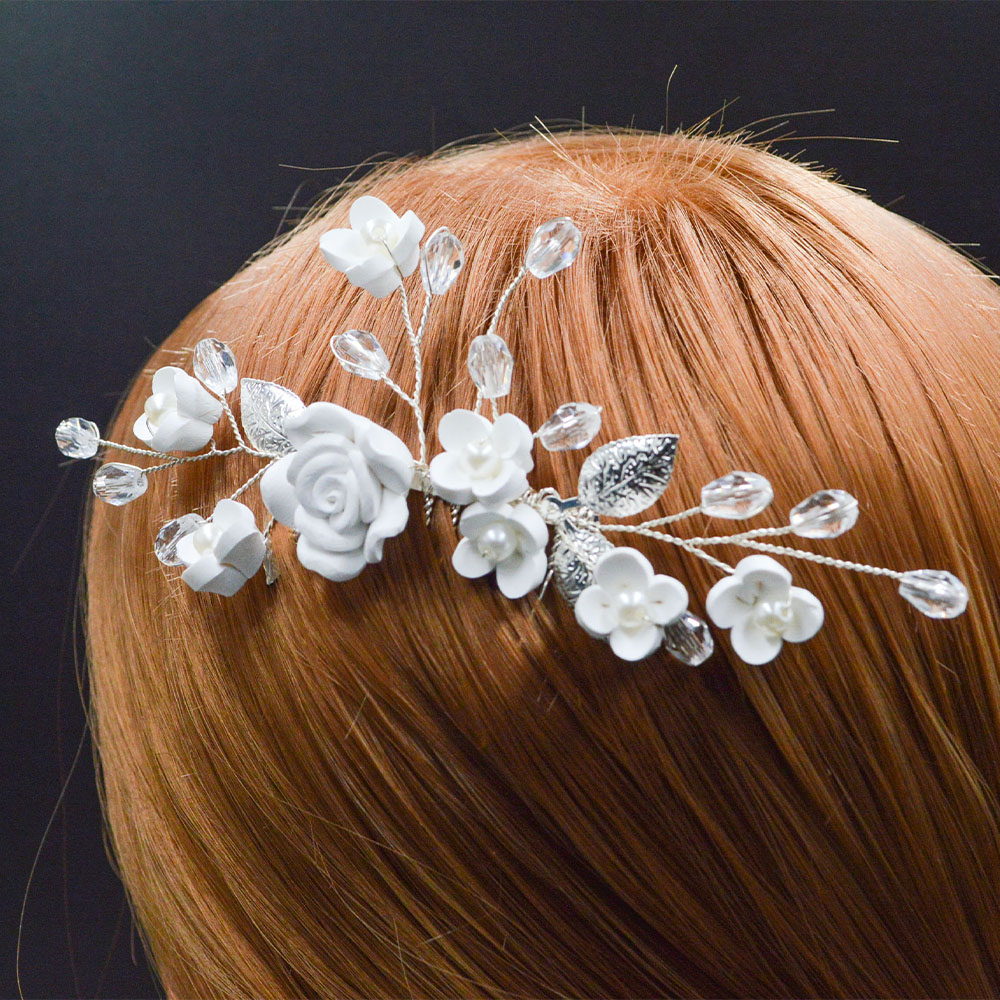 floral bridal headpiece - handcrafted bridal accessory by ASBADI