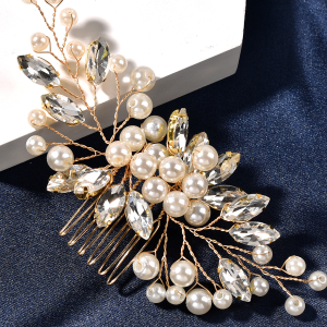 emerald floral bridal hair comb - handcrafted hair comb by ASBADI - photo 4