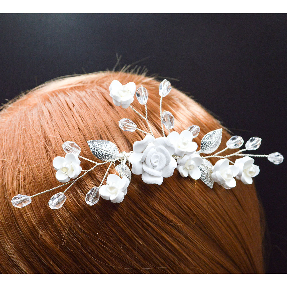 floral bridal headpiece - handcrafted bridal accessory by ASBADI