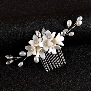 floral bridal hair comb crystals - ASBADI