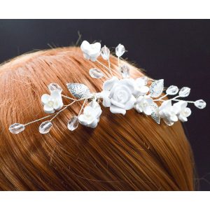 floral bridal headpiece - handcrafted bridal accessory by ASBADI