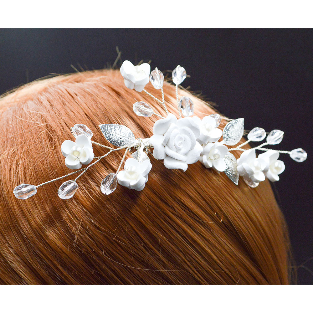 floral bridal headpiece - handcrafted bridal accessory by ASBADI
