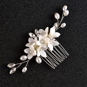 floral bridal hair comb crystals - ASBADI