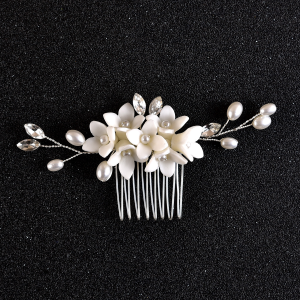 floral bridal hair comb crystals - ASBADI