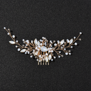 floral bridal hair comb - handcrafted hair accessory by ASBADI