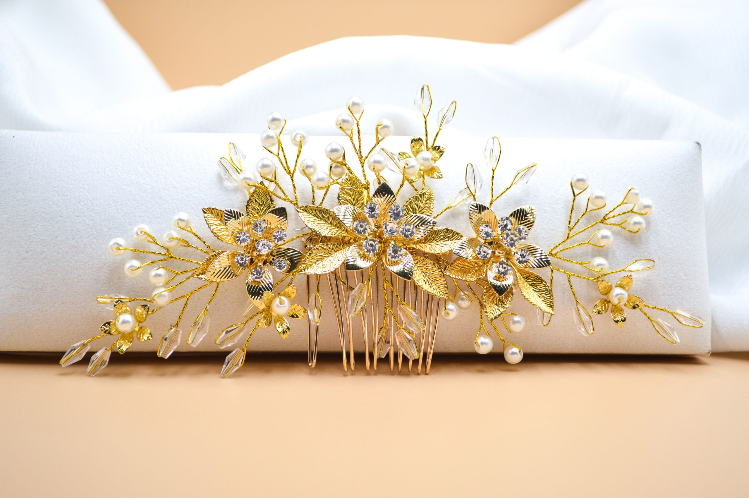 floral bridal headpiece - handcrafted bridal accessory by ASBADI