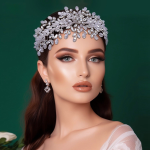 pearl rhinestone tiara headband flower girl - ASBADI