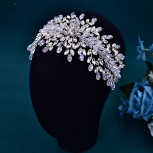 pearl rhinestone tiara headband flower girl - ASBADI