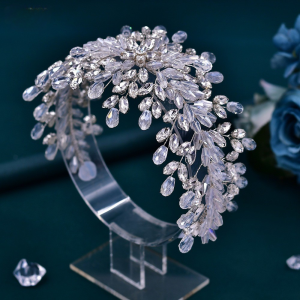 pearl rhinestone tiara headband flower girl - ASBADI
